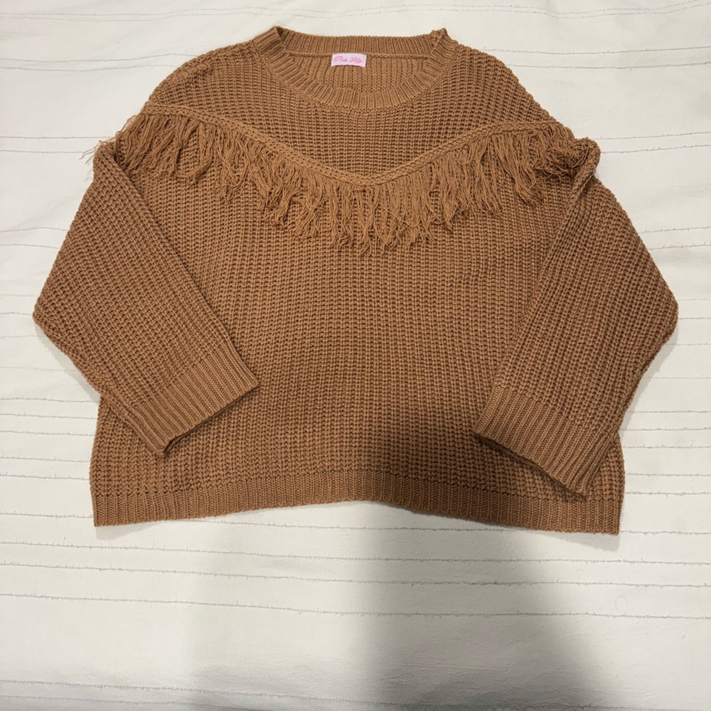 Caramel Fringe Sweater